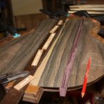 Mahogany is used for the centre-seam reinforcement strip