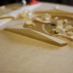 The soundhole braces are treated similarly but the ends are left 1/8" thick
