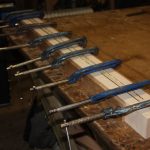 neck laminates clamped for gluing