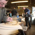 Nick glues in his rosewood rosette