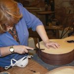 Doreen trims her tailpiece endgraft to size with a flush cutting saw
