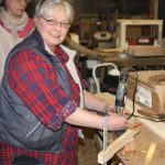 Fiona is routing the recess for the inlay to fit into