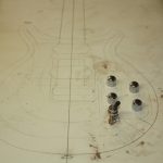 close up guitar body drawing