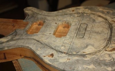 Custom Thru Neck Bandsman Electric Guitar with Buckeye Burl Cap – Part 3