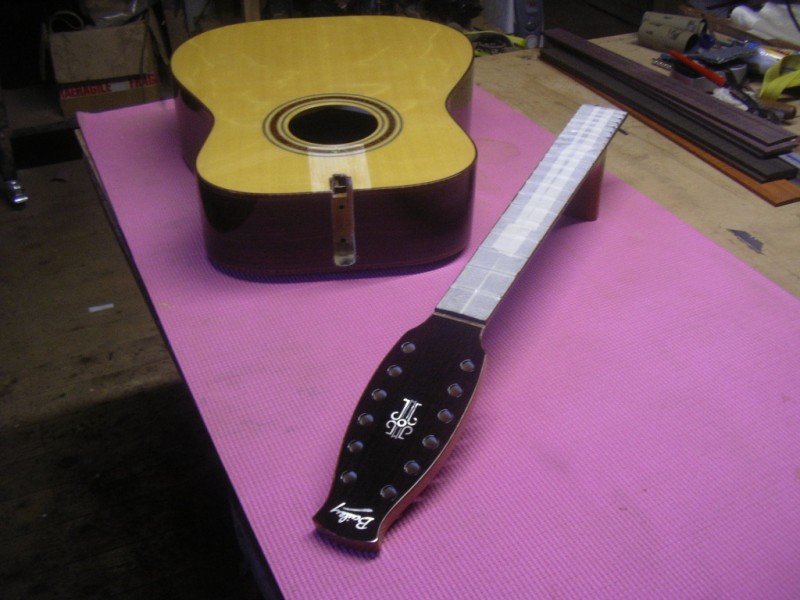 Jon Gibbons 12 string Acoustic – Gluing the neck on