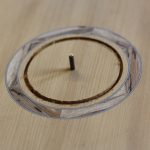 The sound hole is cut