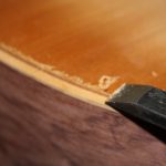 The binding channel is cut, a chisel cleans up the furry edge
