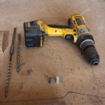 Drill and auger bits- 3/8" for the nut and a 5mm for the round bar