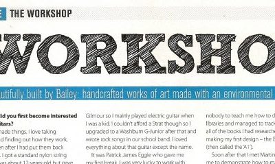 Bailey Workshop Feature in Acoustic Magazine